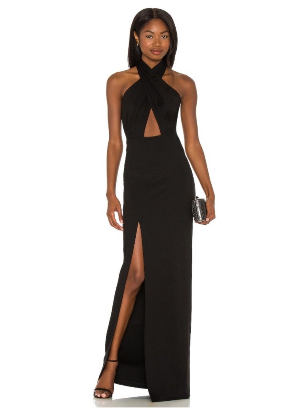 Amanda Uprichard Dress Zahara Front Twist Maxi in Black